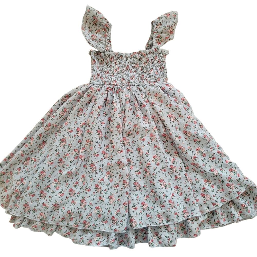 Girls Floral Smocked Sundress - Pink Floral
